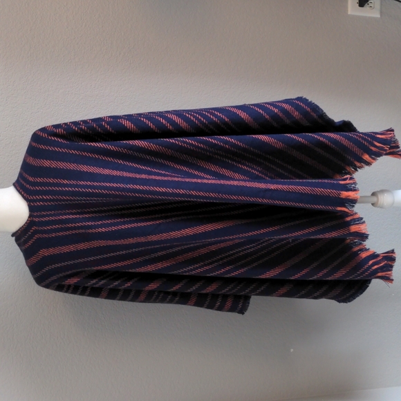 LOFT Outlet Orange and Blue Striped Poncho for gameday - Picture 3 of 6